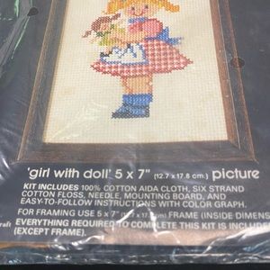 Girl with doll 5 by 7 cross stitch kit🌸